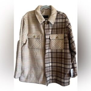 ASOS DESIGN Plaid Oversize Men Jacket BROWN Size Medium